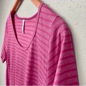 LuLaRoe Classic Tee Pink Heather Stripe